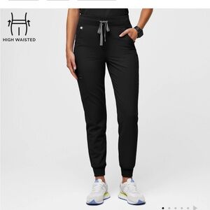 Figs High-Waisted Black Jogger Scrub Pants